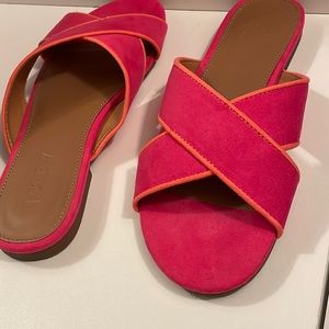 J Crew slip on sandals (hot pink)